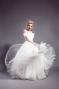 Portrait in vogue style of fashion beautiful bride in wedding dr Royalty Free Stock Photo