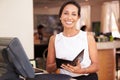 Portrait Of Waitress In Hotel Restaurant Preparing Bill Royalty Free Stock Photo