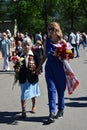 Portrait of a war veteran woman and young woman