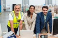 Portrait of warehouse managers and worker working together Royalty Free Stock Photo