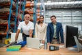 Portrait of warehouse managers and worker working together Royalty Free Stock Photo