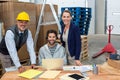 Portrait of warehouse managers and worker working together Royalty Free Stock Photo