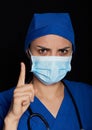 Portrait of warning doctor Royalty Free Stock Photo