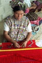 Portrait of weaving Ixil maya Indian woman