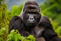 Portrait of a Western Lowland Gorilla in the green forest, close up