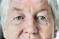 Portrait of white elderly woman closeup on eyes Royalty Free Stock Photo