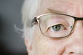 Portrait of white elderly woman closeup on eyes wearing specatacles Royalty Free Stock Photo