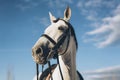 Portrait of a white purebreed horse