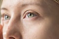 Portrait of white woman closeup on eyes Royalty Free Stock Photo