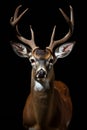 Portrait of a whitetail buck isolated on a black background