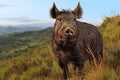 Portrait of a wild boar (Sus scrofa)