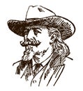 Portrait of William Frederick Cody aka Buffalo Bill in three-quarter view