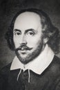 Portrait of William Shakespeare on antique postcard