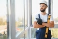 portrait of a window installation worker Royalty Free Stock Photo