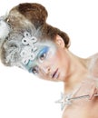 Portrait of a winter lady with creative visage Royalty Free Stock Photo