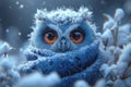 Portrait of a Winter Owl Wrapped in a Scarf extreme closeup. Genertive AI Royalty Free Stock Photo