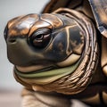 A portrait of a wise and ancient tortoise, its wrinkled shell telling stories of time1