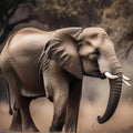 A portrait of a wise-looking elephant, its tusks prominent2