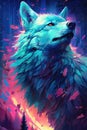 Portrait Wolf in the forest. Colorful