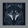 Portrait of a wolf head with leaves pattern Royalty Free Stock Photo