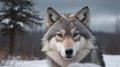 Portrait Of The Wolf In A Snowy Landy, AI Generative, World Animals Day