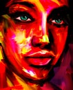 Portrait woman abstract multicolor painting Royalty Free Stock Photo