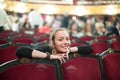 Portrait of woman in auditorium of theatre Royalty Free Stock Photo