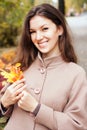 Portrait of a woman in autumn park Royalty Free Stock Photo