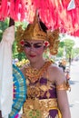 Portrait of woman during Balinese New year ceremony in Bali, Ind