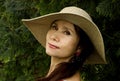 Portrait. Woman in a beautiful yellow hat. Royalty Free Stock Photo