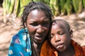 Portrait woman with a child close-up of the Hadzabe tribe