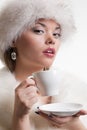 Portrait of woman with cup of coffee Royalty Free Stock Photo