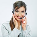 Portrait of woman customer service worker, call center smiling Royalty Free Stock Photo