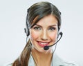 Portrait of woman customer service worker, call center smiling