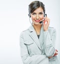 Portrait of woman customer service worker, call center smiling Royalty Free Stock Photo