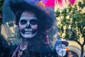 Mexico City, Mexico, ; November 1 2015: Portrait of a woman in catrina disguise at the Day of the Dead celebration in Mexico City