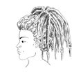 Portrait of woman with dreadlocks in profile