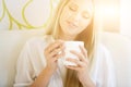 Portrait of woman drinking coffee Royalty Free Stock Photo