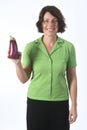 Portrait of a woman with eggplant white background