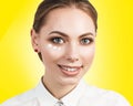 Portrait of woman face with cream dotts