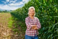 Portrait of a woman farmer in a cornfield Royalty Free Stock Photo