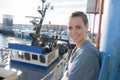 portrait woman on fishing vessel Royalty Free Stock Photo