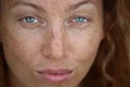 Portrait of the woman with freckles Royalty Free Stock Photo