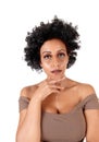 Portrait of woman with fussy black hair Royalty Free Stock Photo