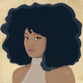 Portrait woman or girl with big afro hair. biracial or afro american woman