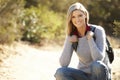 Portrait Of Woman Hiking In Countryside Royalty Free Stock Photo