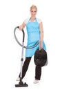 Portrait Of Woman Holding Vacuum Cleaner Royalty Free Stock Photo