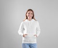 Portrait of woman in hoodie sweate Royalty Free Stock Photo