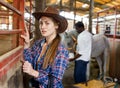 Portrait of woman horse farm worker Royalty Free Stock Photo