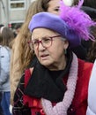 Portrait of a woman during International WomenÃ¢â¬â¢s Day 8 March demonstration in Madrid